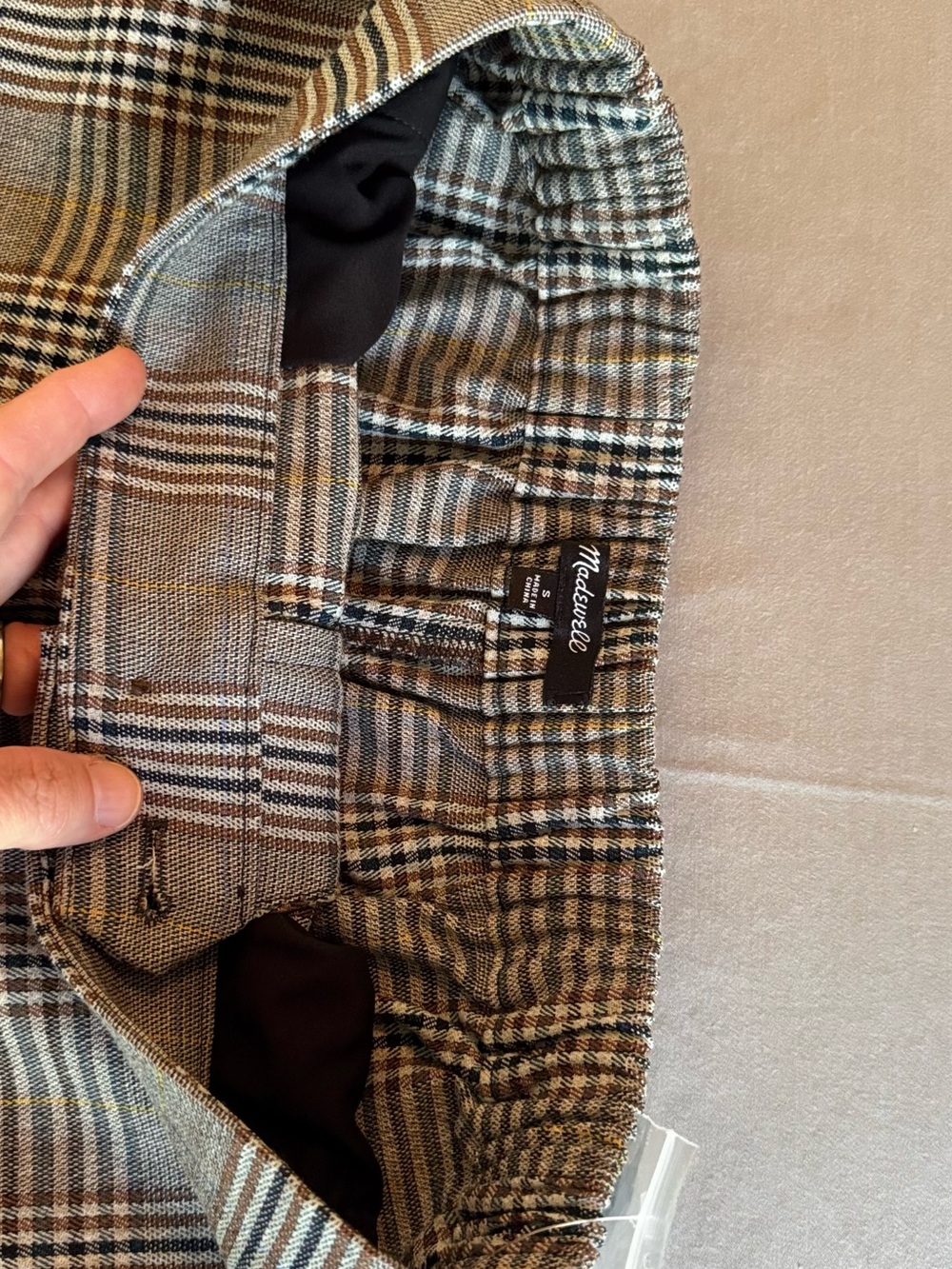 MADEWELL Huston Classic Plaid Wide-Leg Pant - Black & Brown Trousers Dress Pants - Picture 12 of 16